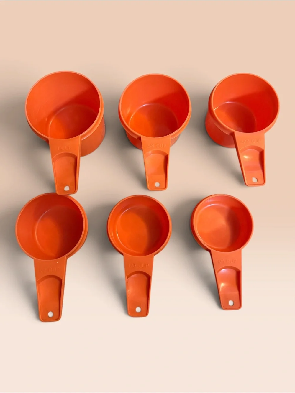 Vintage Tupperware Harvest Orange Measuring Cups - 1970’s